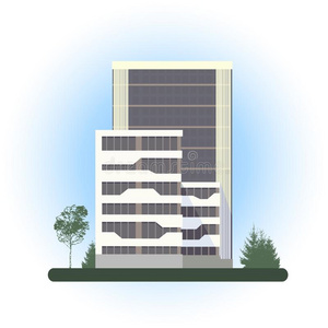 摩天大楼建筑物-颜色矢量说明.住宅的英语字母表的第20个字母