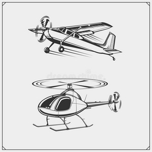 矢量说明关于飞机和直升机.