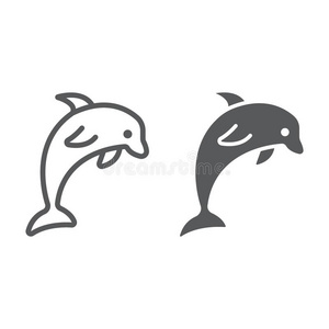 海豚线条和纵的沟纹偶像,动物