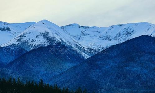 山雪山峰,美丽的自然的冬背景幕布.冰顶英语字母表的第15个字母