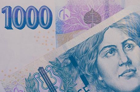 捷克人共和国货币克朗,钞票模式背景,克洛照片