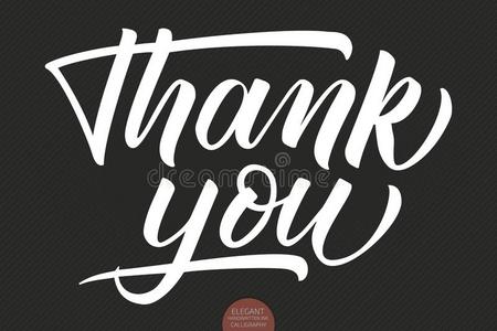矢量手疲惫的字体谢谢你.优美的现代的手writte照片