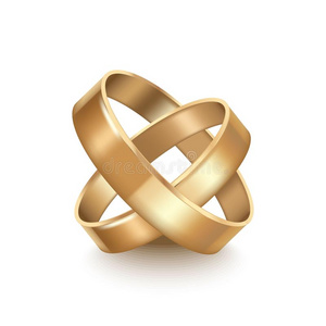 现实的详细的金色的婚礼戒指.矢量