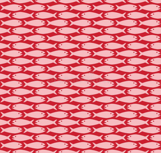 粉红色的向红色的简单的鱼模式无缝的复述背景