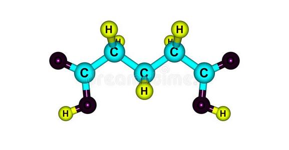二酸戊二醛酸味的分子的结构隔离的向白色的照片