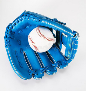 棒球手套颜色蓝色向白色的和剪下物小路一