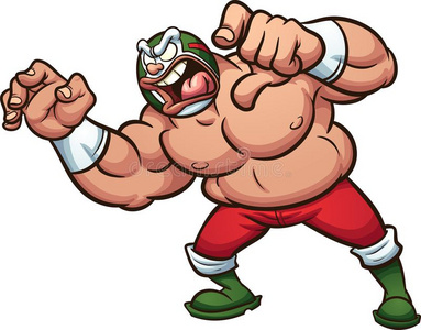 生气的肥的漫画墨西哥人摔跤选手
