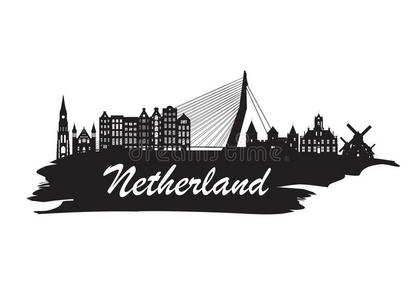 荷兰Netherlands.荷兰的正式名称为尼德兰王国陆标全球的旅行和旅行纸背景.