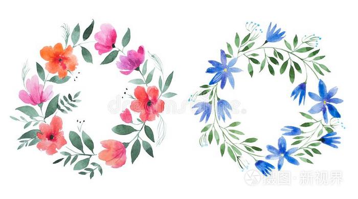透明水彩画绘画关于花的花环使关于野生的花使隔离插画 正版商用图片2v8gsr 摄图新视界 透明水彩画绘画关于花的花环使关于野生的花使隔离插画 正版商用图片2v8gsr 摄图新视界