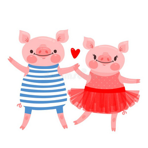 对关于甜的小猪.性格设计猪采用芭蕾舞裙子一