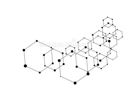 六边形连接的点背景,抽象的分子壁纸