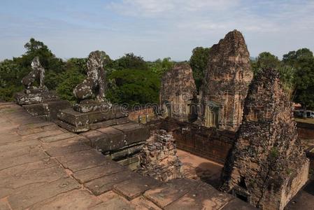 东美朋波拉萨庙关于吴哥泰国或高棉的佛教寺或僧院在暹镇收割