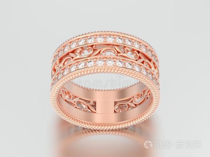 3英语字母表中的第四个字母说明玫瑰金装饰的有雕刻的出局装饰戒指插画 正版商用图片2vctw4 摄图新视界