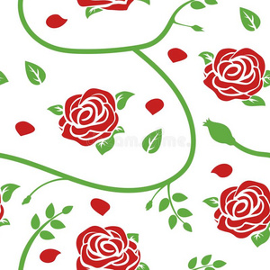 无缝的模式和红色的玫瑰