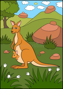 小宝宝袋鼠卡通的插图可爱的小宝宝袋鼠卡通的插图颜色我:短尾矮袋鼠
