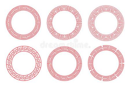 中国人红色的圆框架放置抽象的模式矢量设计
