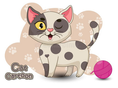 漂亮的漫画猫字符.矢量说明漫画具花柱的.照片