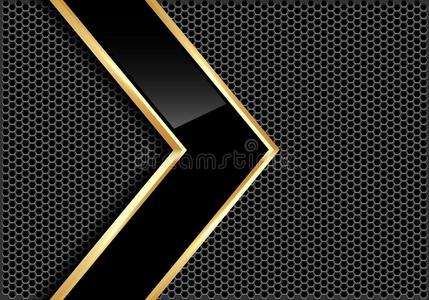 抽象的黑的有光泽的金线条矢向灰色金属圆网孔照片