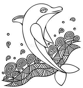 海豚线描画图片