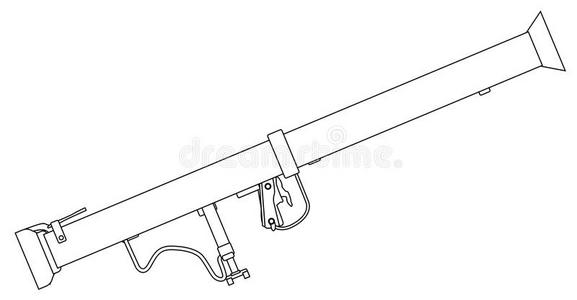 反坦克火箭筒对抗战车用的武器线条绘画向白色的插画