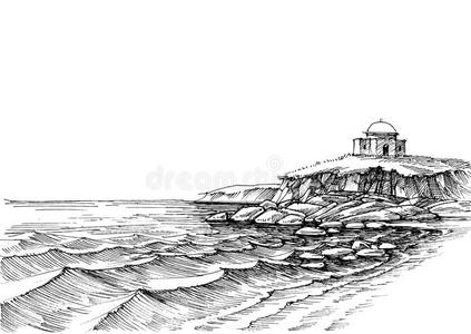 多岩石的海岸和空的s和海滩照片