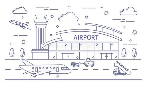 机场线条建筑物.照片
