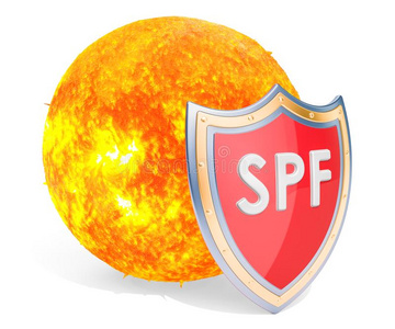 太阳和盾,sun-tectionfactor防晒因子保护观念.