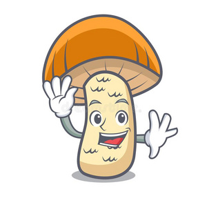 漫画手可以放火波浪状的桔子盖牛肝菌属真菌蘑菇性格漫画照片