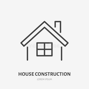 国家房屋平的线条偶像.真的财产符号.薄的线条ar标识照片