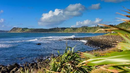 风景优美的摩奴湾采用新的西兰岛摩奴国家的公园,秘鲁-八月06,2017