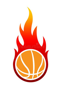 燃烧篮球矢量燃烧的篮球球和典型的火焰.照片