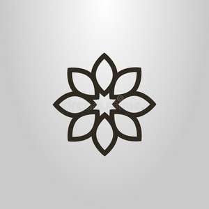 简单的矢量线条艺术象征关于花和num.八花瓣照片