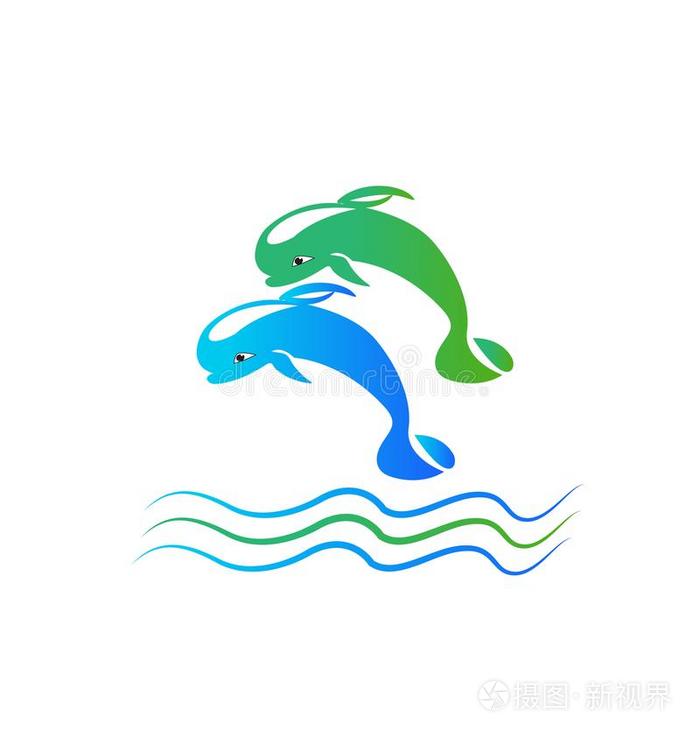 海豚水用于跳跃的标识偶像矢量