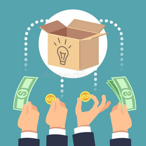 众筹观念.社会的商业筹款和投资照片