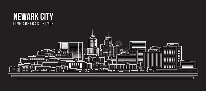 城市风光照片建筑物线条艺术矢量说明设计-纽瓦克照片