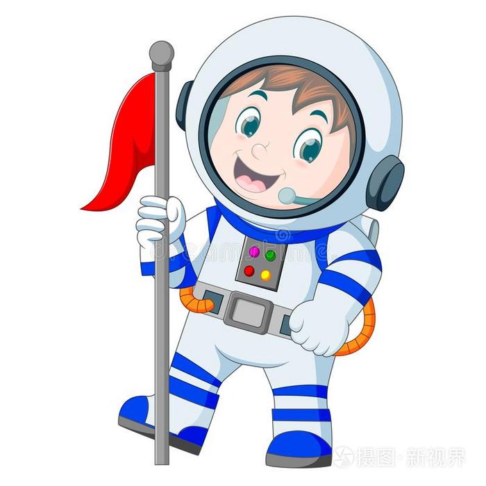 宇航员采用白色的太空服向白色的背景