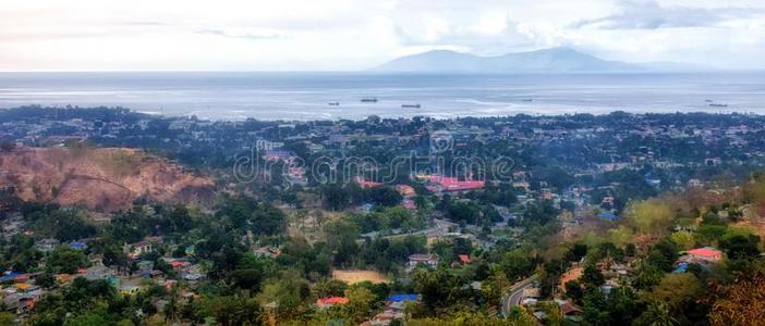 鸟眼睛看法向帝力东北部港市),首都关于帝汶岛累斯太风东帝汶岛照片