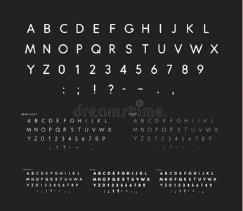 字体和软的角,直线的无衬线字母表,现代的白色的照片