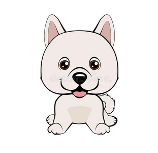 爱丝人体艺术幸福的漫画小狗一次,爱斯基摩人狗或波美拉尼亚丝毛狗.