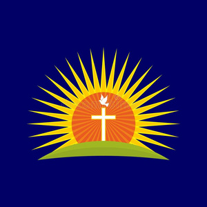 基督教徒教堂标识.十字架和鸽子采用指已提到的人sunsh采用e照片