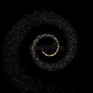 闪烁金片金色的闪烁螺旋微粒圆快速转动照片