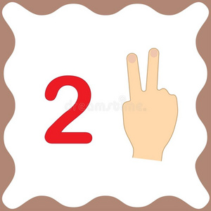 两个手指数字2两个,教育的卡片,学问计算和手指照片