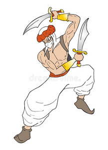 阿拉伯的武士绘画为成人和较大龄儿童的着色页.绘画,曼陀罗花.
