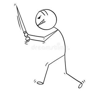 漫画关于疯狂的男人或男人iac凶手步行和大的刀照片