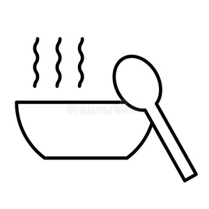 碗关于汤和勺矢量说明照片