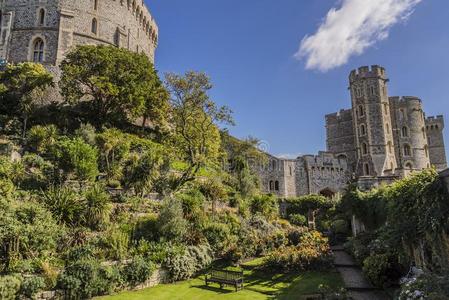 欧洲温莎庭院关于温莎皂城堡在近处伦敦,英格兰,欧洲照片