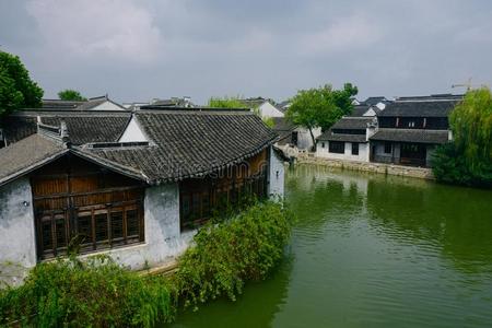 关于江南简笔画当口风景,古代的城镇关于无锡,江苏省份,中国照片