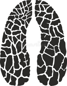 鹿脚印矢量黑的和白色的说明长颈鹿脚印照片