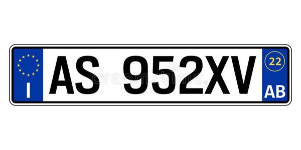 意大利汽车盘子.车辆登记数字照片