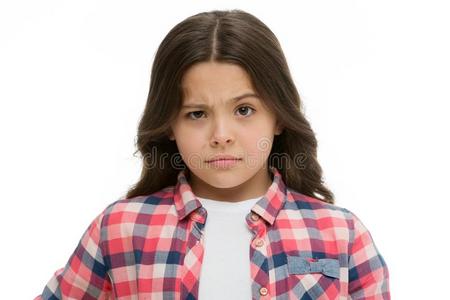 女孩难以预测的面容猜疑你的.小孩有怀疑.照片